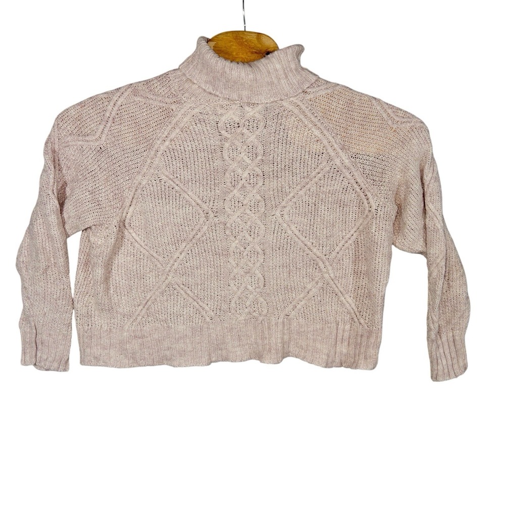 Oxford Woman Pink Cable Knit Turtleneck Sweater Size 12 Wool Acrylic Nylon‎